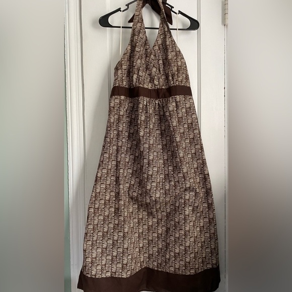 Two Hearts Brown Halter Cotton Maternity dress with Bra Size: Medium - Picture 1 of 12
